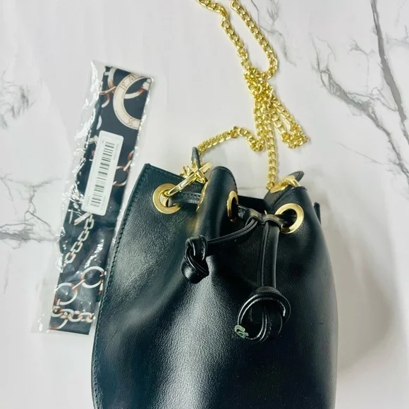 NWOT House of Harlow 1960 Black Mini Bag with Gold Accents - Picture 4 of 15